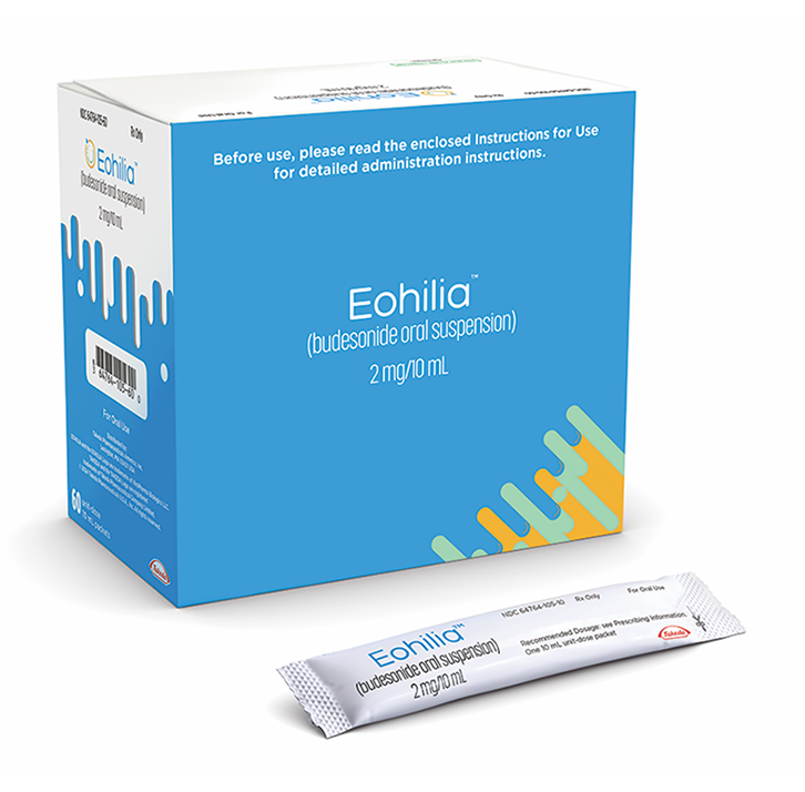 EOHILIA (budesonide oral suspension) box and premixed packet